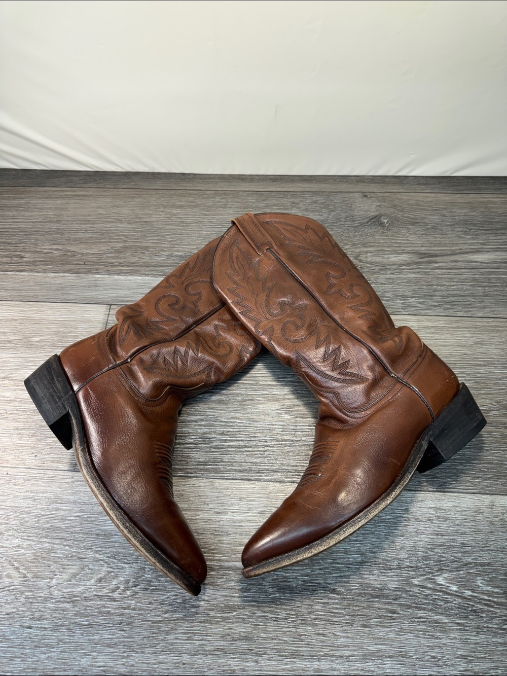 Dan post  Brown Leather Western Cowboy Boots woman’s 9 narrow (h29)
